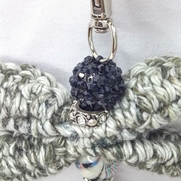 Crochet Dragonfly Bag Charm Hand Crafted Blingy Beaded Purse Keychain Black NEW - Picture 8 of 11